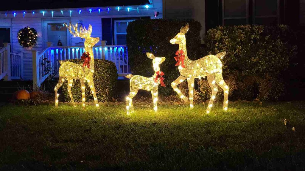 Charming Outdoor Christmas Decor : 6.5FT Lighted Christmas Deer Family Set  