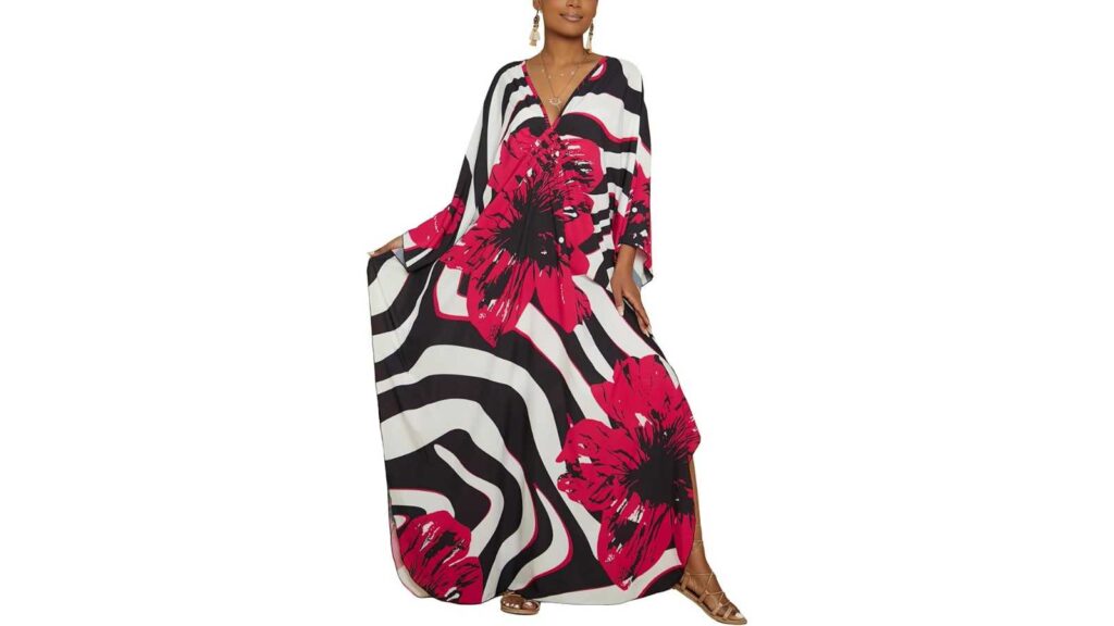 Floral Caftan Loungewear Dress – Printed Statement House Dress