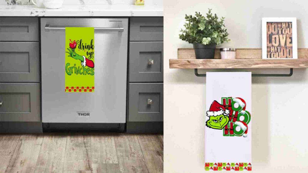 Best Functional Christmas Decorations : Grinch Christmas Kitchen Towels 