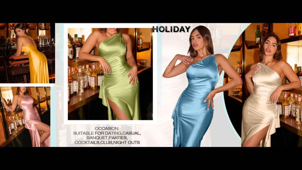 Best One Shoulder High Split Maxi Dress on amazon