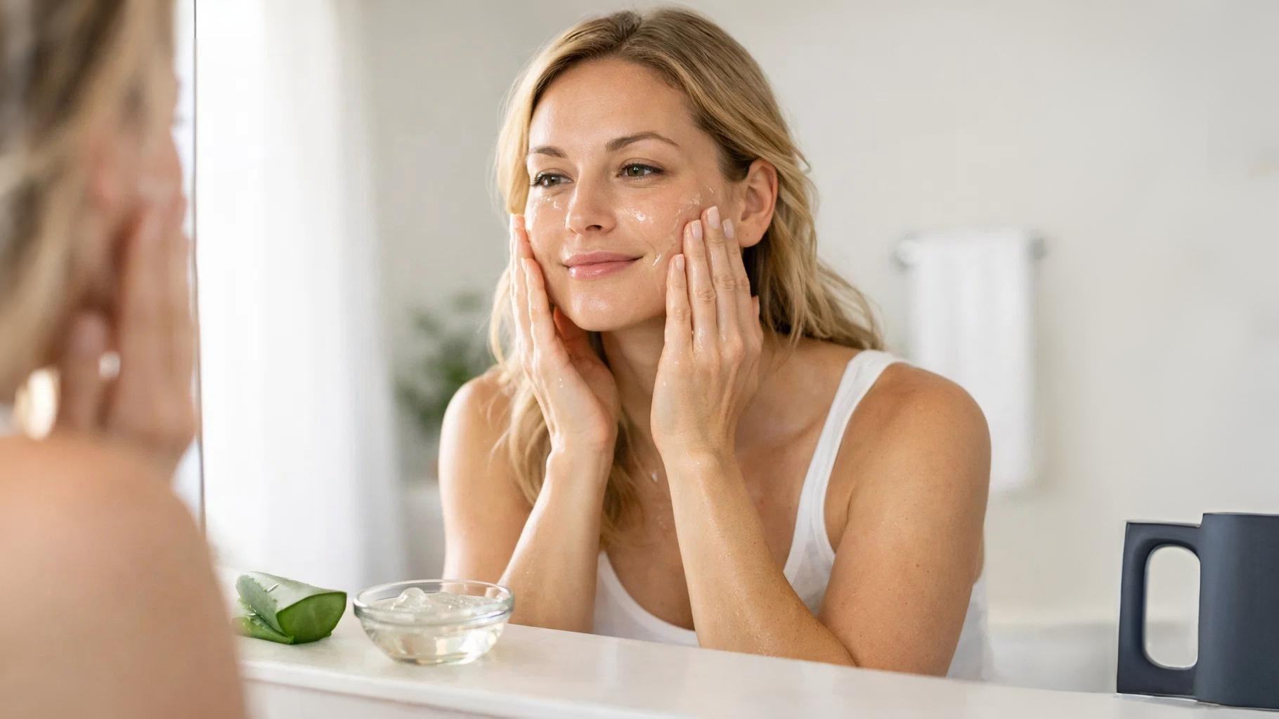 face cleansing with aloe vera